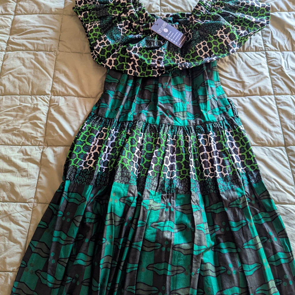 Ofuure off the shoulder dress, size: S-L, multicolored